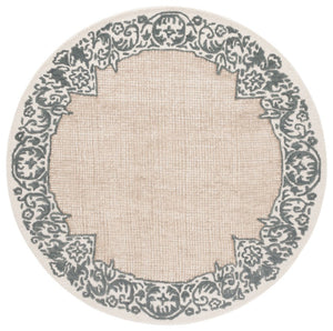 Safavieh Ebony Hand Tufted Wool Oriental Round Rug Ivory Grey Transitional Living Room Accent EBN654A-6R