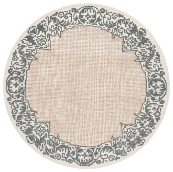 Safavieh Ebony Hand Tufted Wool Oriental Round Rug Ivory Grey Transitional Living Room Accent EBN654A-6R
