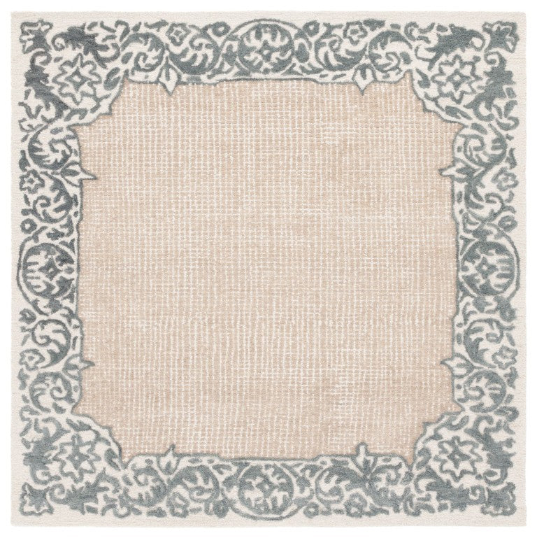 Safavieh Ebony Hand-Tufted Wool Oriental Area Rug in Ivory Grey for Living Room Decor EBN654A-6SQ
