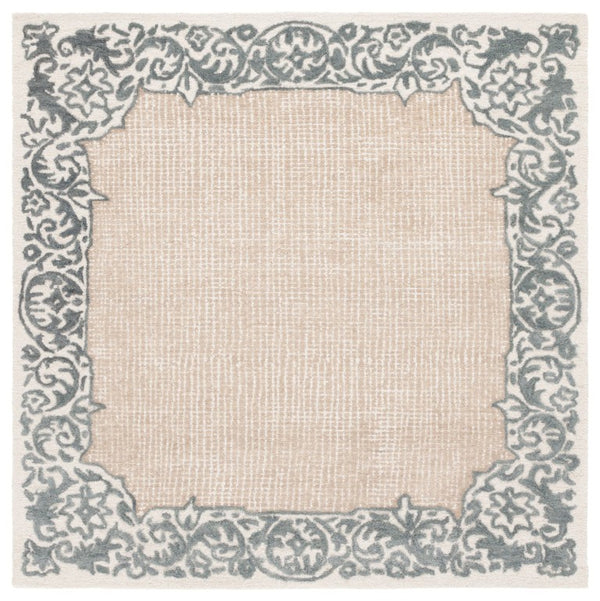 Safavieh Ebony Hand-Tufted Wool Oriental Area Rug in Ivory Grey for Living Room Decor EBN654A-6SQ