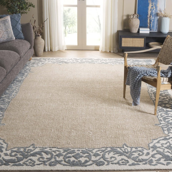 Safavieh Ebony Hand Tufted Wool Cotton Oriental Area Rug Ivory Grey Tones for Living Room EBN654A-8