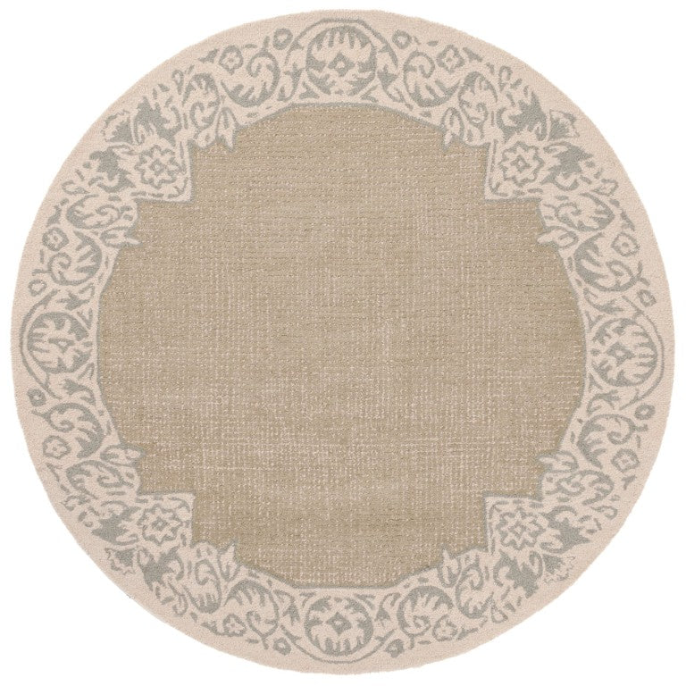 Safavieh Ebony Hand Tufted Wool Cotton Oriental Round Rug Beige Sage Green Living Room EBN654B-6R