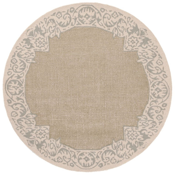 Safavieh Ebony Hand Tufted Wool Cotton Oriental Round Rug Beige Sage Green Living Room EBN654B-6R