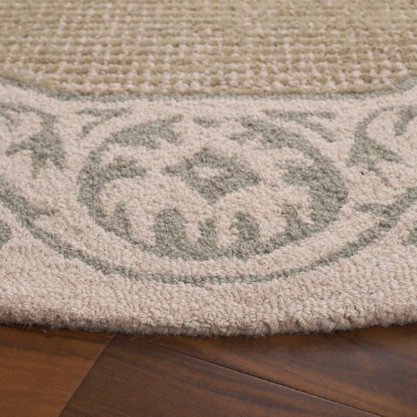 Safavieh Ebony Hand Tufted Wool Cotton Oriental Round Rug Beige Sage Green Living Room EBN654B-6R