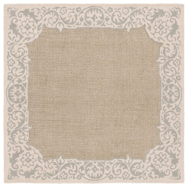 Safavieh Ebony Hand-Tufted Wool Oriental Square Rug in Earthy Beige and Green Tones EBN654B-6SQ