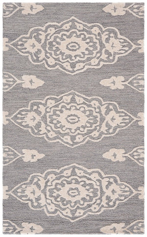 Safavieh Ebony Hand-Tufted Wool Cotton Oriental Accent Rug Low Pile Ivory Grey Transitional EBN655F-3