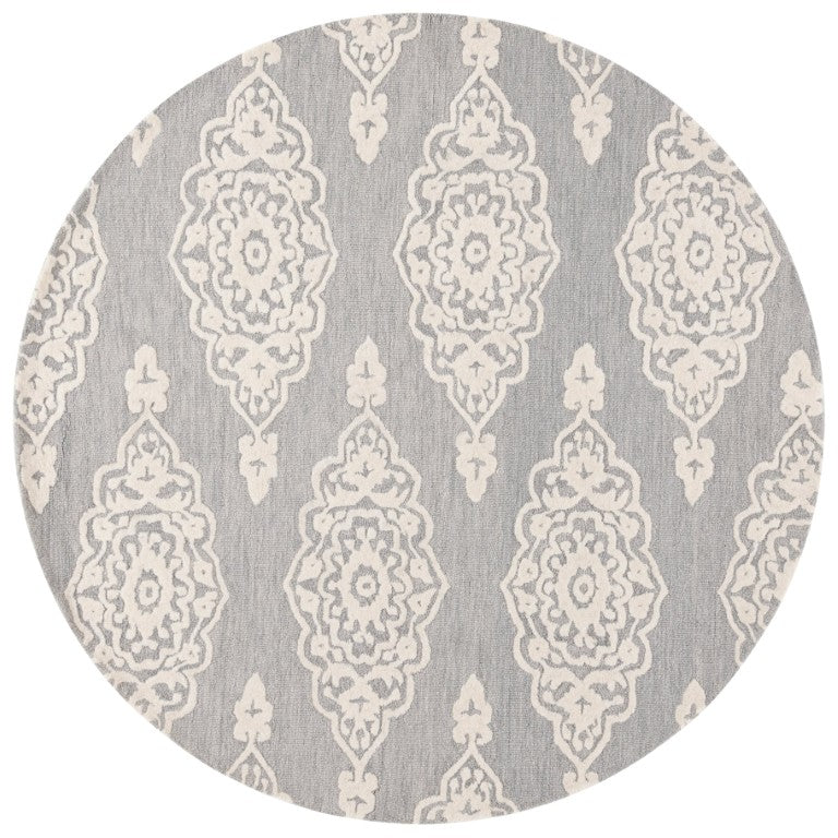 Safavieh Ebony Hand-Tufted Wool Oriental Round Rug Ivory Grey Transitional Living Room EBN655F-6R