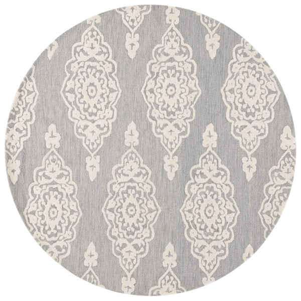 Safavieh Ebony Hand-Tufted Wool Oriental Round Rug Ivory Grey Transitional Living Room EBN655F-6R