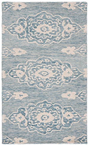 Safavieh Ebony Hand Tufted Wool Cotton Oriental Area Rug Ivory Blue Transitional Living Room EBN655M-4