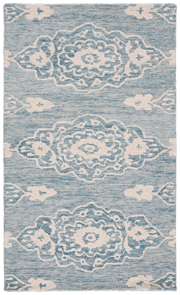 Safavieh Ebony Hand Tufted Wool Cotton Oriental Area Rug Ivory Blue Transitional Living Room EBN655M-4