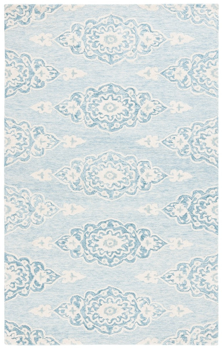 Safavieh Ebony Hand-Tufted Wool Cotton Oriental Area Rug Ivory Blue Transitional Living Room EBN655M-5