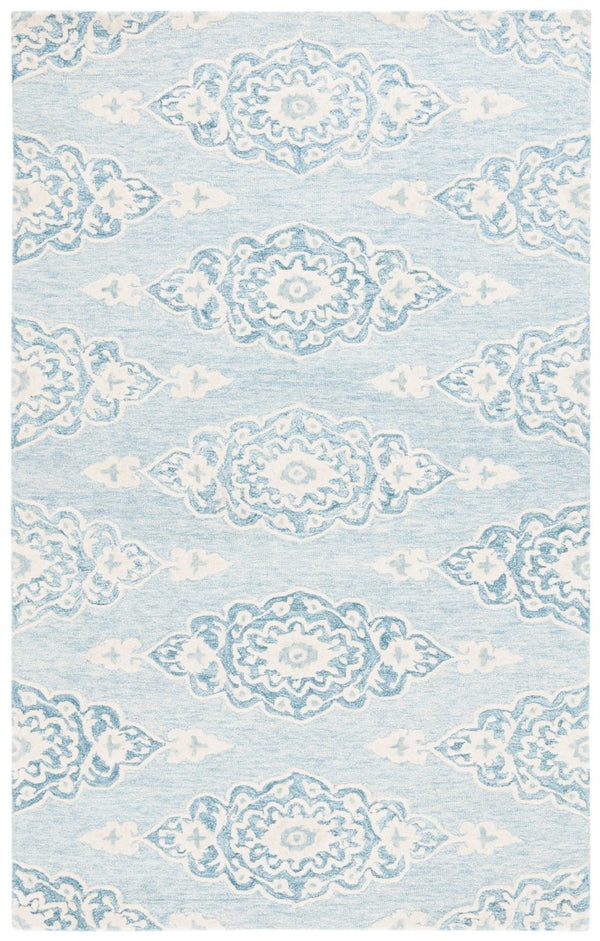Safavieh Ebony Hand-Tufted Wool Cotton Oriental Area Rug Ivory Blue Transitional Living Room EBN655M-5