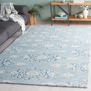 Safavieh Ebony Hand-Tufted Wool Cotton Oriental Area Rug Ivory Blue Transitional Living Room EBN655M-5