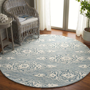 Safavieh Ebony Hand Tufted Wool Cotton Round Rug Oriental Transitional Pattern for Bedroom or Entryway EBN655M-6R