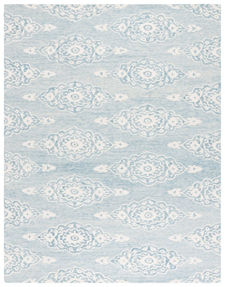Safavieh Ebony Hand Tufted Wool Oriental Area Rug Ivory Blue Transitional Living Room EBN655M-8