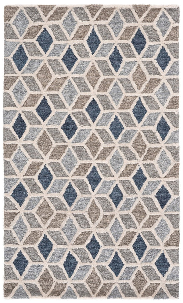 Safavieh Ebony Hand Tufted Wool Cotton Geometric Rug for Modern and Transitional Living Spaces EBN656A-3