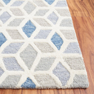 Safavieh Ebony Hand Tufted Wool Geometric Area Rug Ivory Blue Tones for Modern Living Spaces EBN656A-5