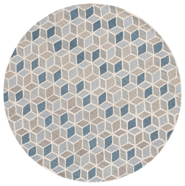 Safavieh Ebony Hand Tufted Wool Cotton Round Rug Geometric Pattern for Living Room or Dining EBN656A-6R