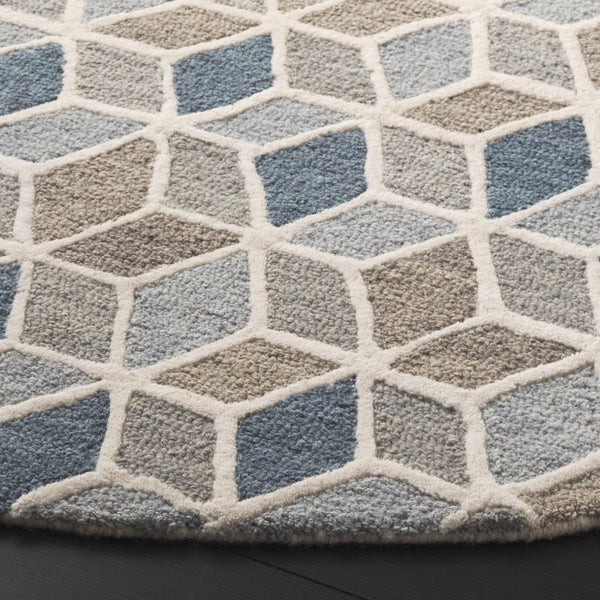 Safavieh Ebony Hand Tufted Wool Cotton Round Rug Geometric Pattern for Living Room or Dining EBN656A-6R