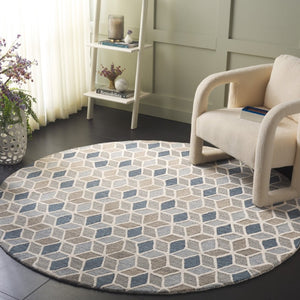 Safavieh Ebony Hand Tufted Wool Cotton Round Rug Geometric Pattern for Living Room or Dining EBN656A-6R
