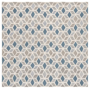 Safavieh Ebony Hand Tufted Wool Cotton Geometric Rug Ivory Blue Square Living Room Accent EBN656A-6SQ