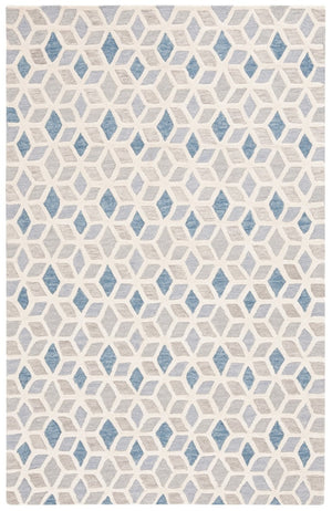 Safavieh Ebony Hand-Tufted Wool Cotton Geometric Area Rug Ivory Blue Modern Living Room EBN656A-6