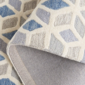 Safavieh Ebony Hand-Tufted Wool Cotton Geometric Area Rug Ivory Blue Modern Living Room EBN656A-6