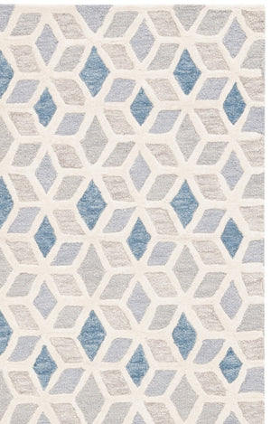Safavieh Ebony Hand-Tufted Wool Cotton Geometric Area Rug Ivory Blue Modern Living Room EBN656A-6