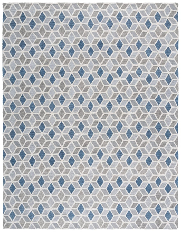 Safavieh Ebony Hand Tufted Wool Geometric Area Rug Ivory Blue Contemporary Living Room EBN656A-8