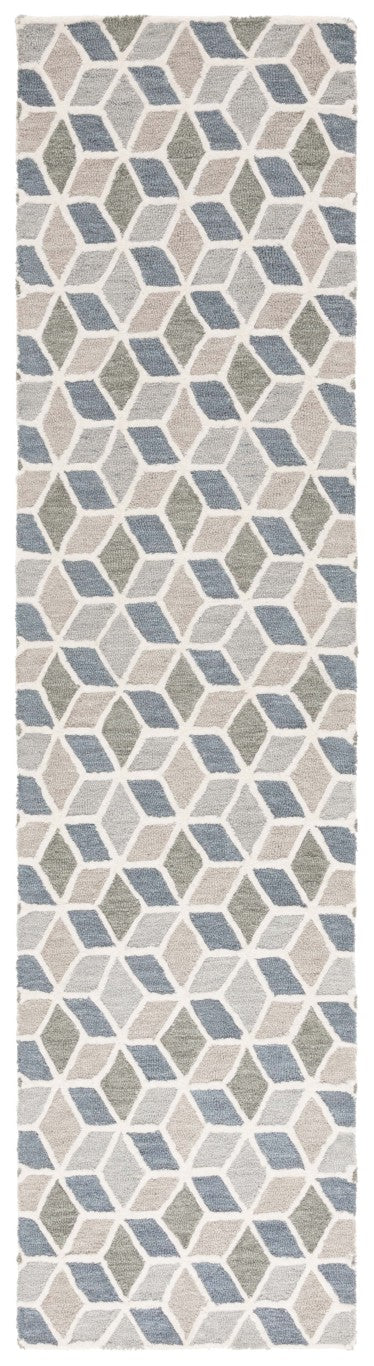 Safavieh Ebony Hand Tufted Wool Geometric Runner Rug for Hallways and Entryways in Ivory Grey EBN656F-29