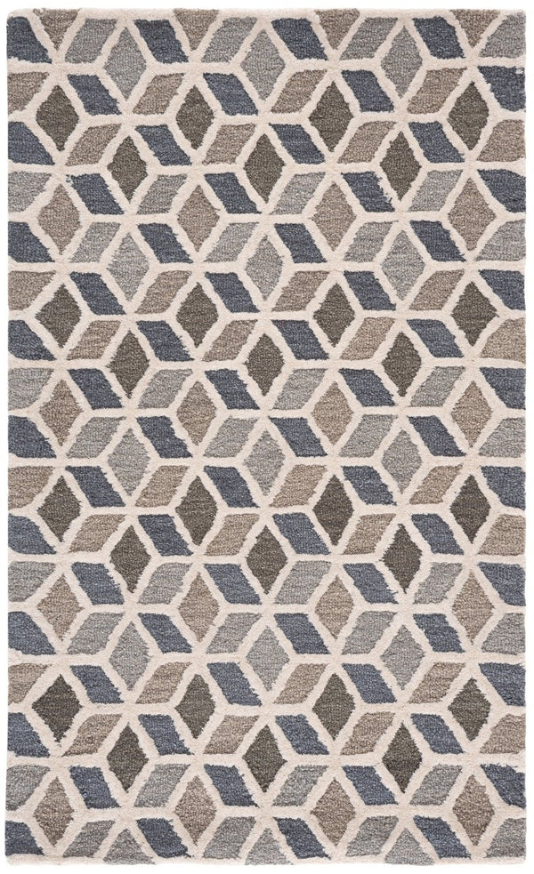 Safavieh Ebony Hand Tufted Wool Geometric Accent Rug in Ivory Grey for Modern Interiors EBN656F-3