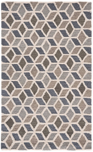 Safavieh Ebony Hand Tufted Wool Blend Geometric Area Rug Ivory Grey Tones for Living Room EBN656F-4