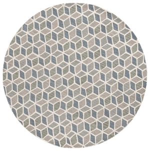 Safavieh Ebony Hand Tufted Wool Cotton Round Rug Ivory Grey Geometric Modern Living Room EBN656F-6R