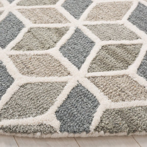 Safavieh Ebony Hand Tufted Wool Cotton Round Rug Ivory Grey Geometric Modern Living Room EBN656F-6R