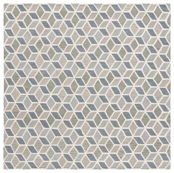 Safavieh Ebony Hand Tufted Wool Geometric Area Rug in Ivory Grey for Modern Living Spaces EBN656F-6SQ