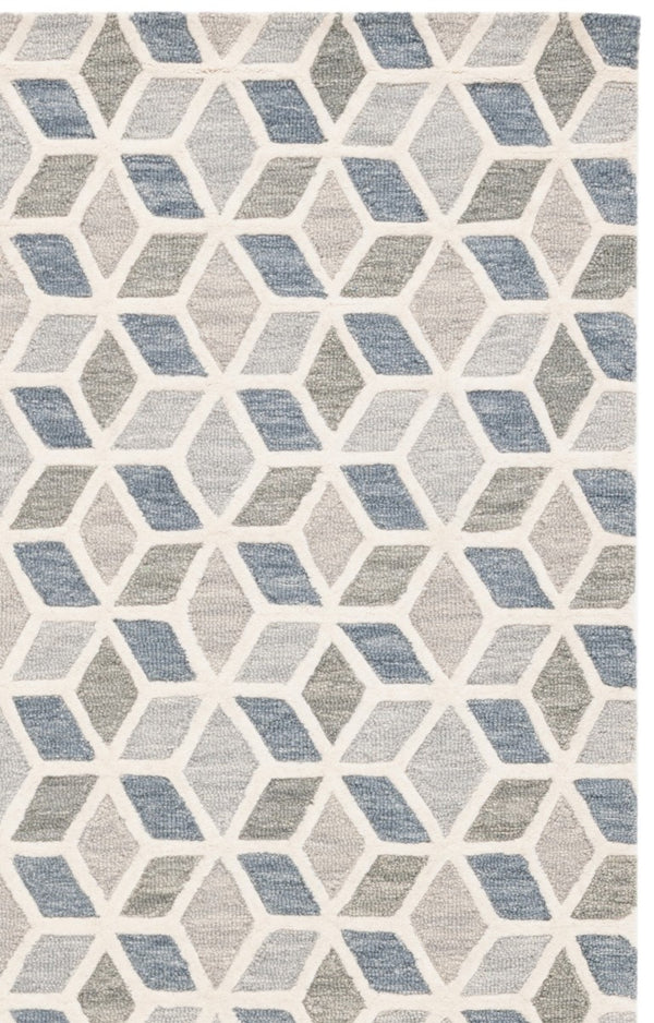 Safavieh Ebony Hand Tufted Wool Cotton Geometric Area Rug Ivory Grey Contemporary Living Room EBN656F-6