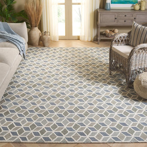Safavieh Ebony Hand Tufted Wool Cotton Geometric Area Rug for Living Room or Dining Space EBN656F-8