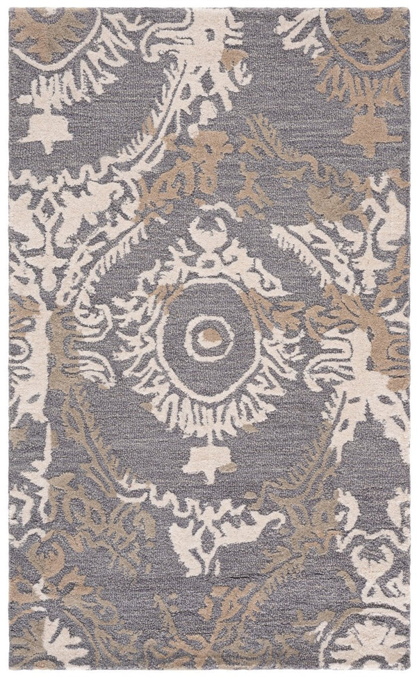 Safavieh Ebony Hand-Tufted Wool Oriental Runner Rug for Hallways and Entryways in Grey Ivory 4'-0" x 6'-0" EBN657F-4