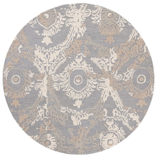 Safavieh Ebony Hand-Tufted Wool Oriental Runner Rug for Hallways and Entryways in Grey Ivory 6'-0" x 6'-0" - A EBN657F-6R