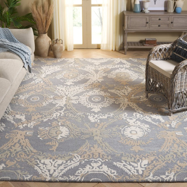 Safavieh Ebony Hand-Tufted Wool Oriental Runner Rug for Hallways and Entryways in Grey Ivory 8'-0" x 10'-0" EBN657F-8