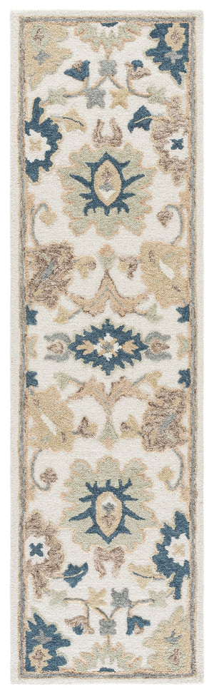 Safavieh Ebony Hand‑Tufted Wool-Cotton Runner In Ivory & Grey Floral — Low-Profile Durable Hallway Elegance 2'-3" x 8'-0" EBN680A-28