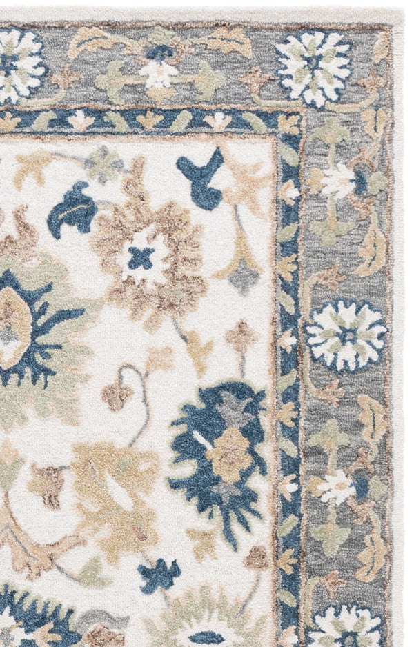 Safavieh Ebony Hand-Tufted Ivory And Grey Floral Area Rug, Wool-Cotton Low Pile For Living Rooms 8'-0" x 10'-0" EBN680A-8