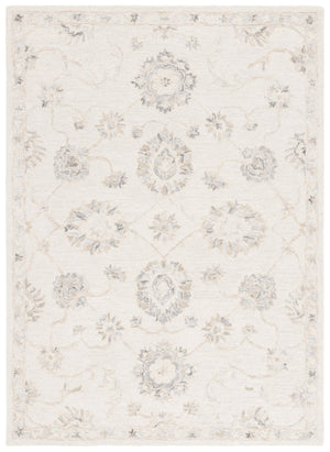 Safavieh Ebony Hand-Tufted Floral Wool-Cotton Rug In Ivory And Grey — Timeless Low-Profile Comfort For Homes 4'-0" x 6'-0" EBN680A-4