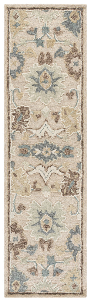 Safavieh Ebony Hand-Tufted Wool-Cotton Rug In Beige & Grey Floral — Low Profile, Timeless Indian Craftsmanship 5'-0" x 8'-0" EBN680B-5
