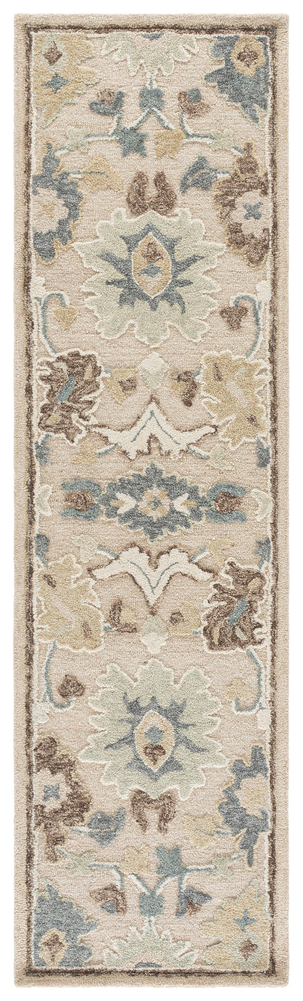 Safavieh Ebony Hand-Tufted Wool-Cotton Rug In Beige & Grey Floral — Low Profile, Timeless Indian Craftsmanship 5'-0" x 8'-0" EBN680B-5