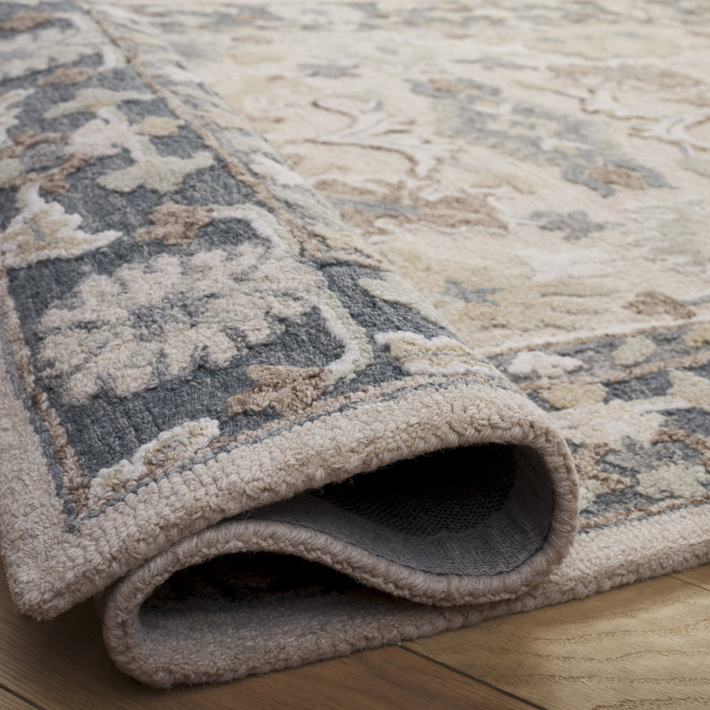 Safavieh Ebony Hand-Tufted Wool-Cotton Area Rug In Beige And Grey Floral, Low-Profile Elegant Centerpiece 8'-0" x 10'-0" EBN680B-8