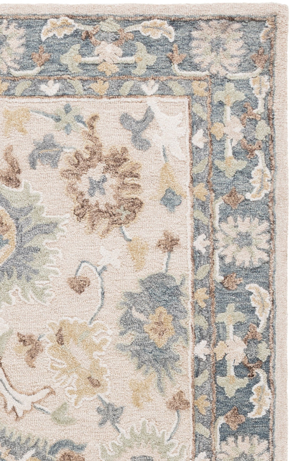 Safavieh Ebony Hand-Tufted Wool-Cotton Rug In Beige & Grey Floral — Low Profile, Timeless Indian Craftsmanship 5'-0" x 8'-0" EBN680B-5