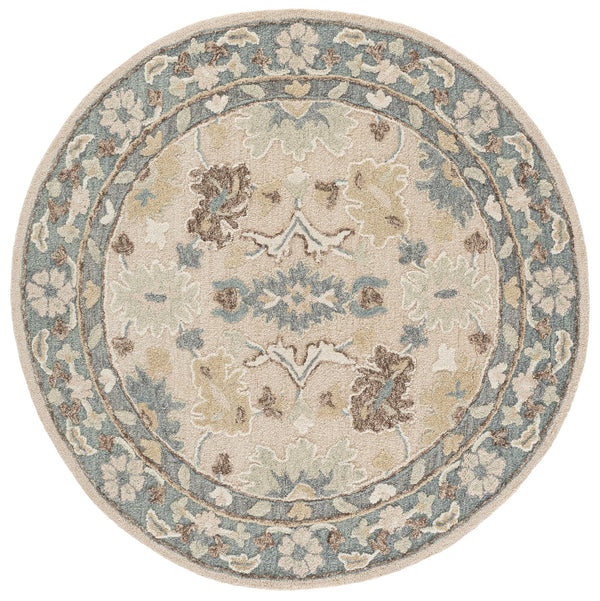 Safavieh Ebony Hand-Tufted Wool-Cotton Rug In Beige & Grey Floral — Low Profile, Timeless Indian Craftsmanship 5'-0" x 8'-0" EBN680B-5