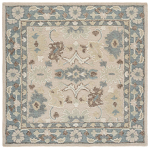 Safavieh Ebony Hand-Tufted Wool-Cotton Rug In Beige & Grey Floral — Low Profile, Timeless Indian Craftsmanship 5'-0" x 8'-0" EBN680B-5
