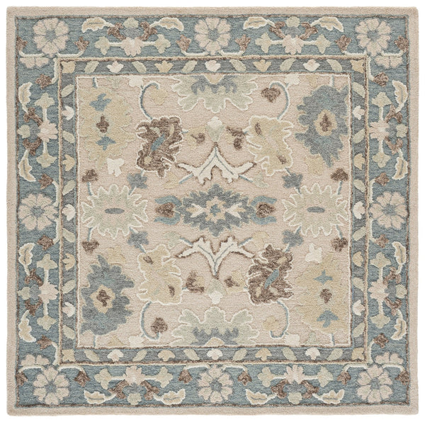 Safavieh Ebony Hand-Tufted Wool-Cotton Rug In Beige & Grey Floral — Low Profile, Timeless Indian Craftsmanship 5'-0" x 8'-0" EBN680B-5